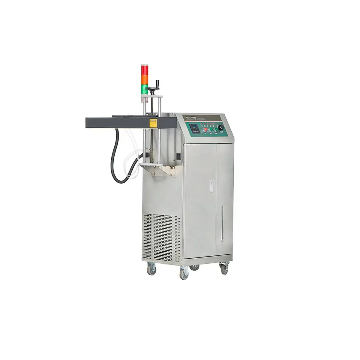 Water-cooled induction sealing machine, side view