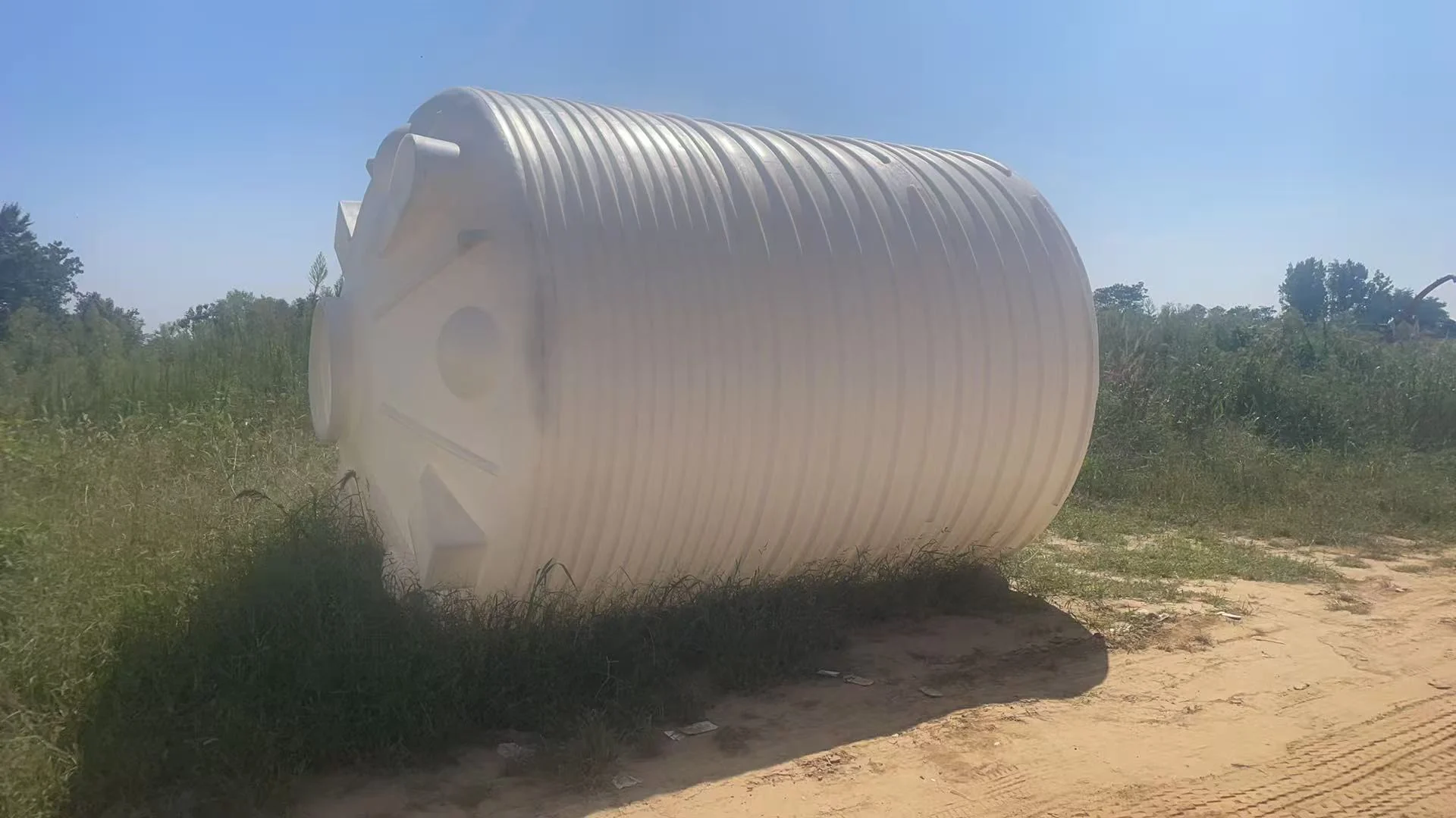 PE water storage tank outdoors