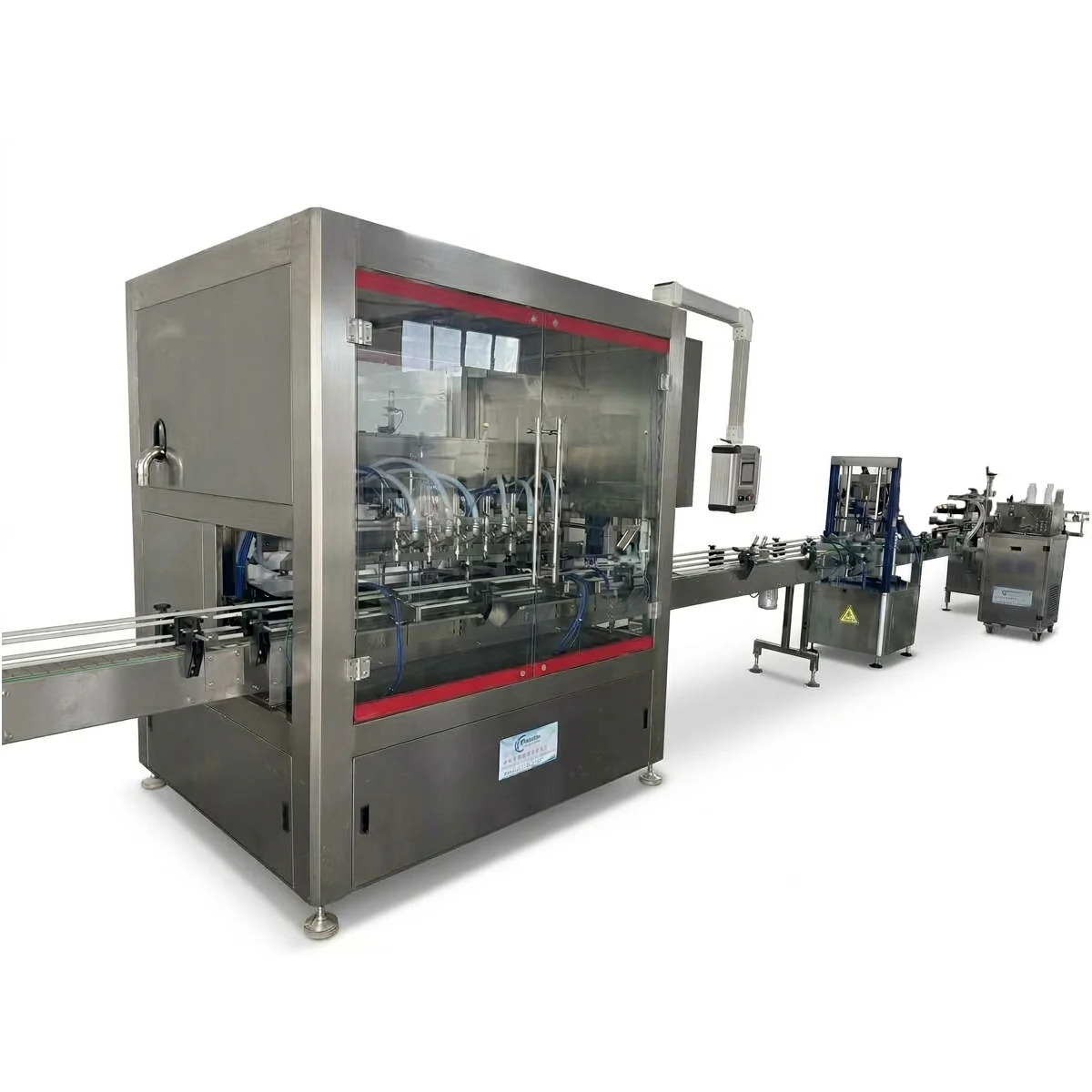 Rotor pump filling machine in a filling line